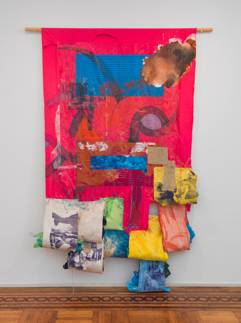 Dajerria All Alone (Bolling v Sharpe (District of Columbia)) (McKinney Pool Party), 2016, by Tomashi Jackson; mixed media on cotton and canvas Courtesy of Tilton Gallery
